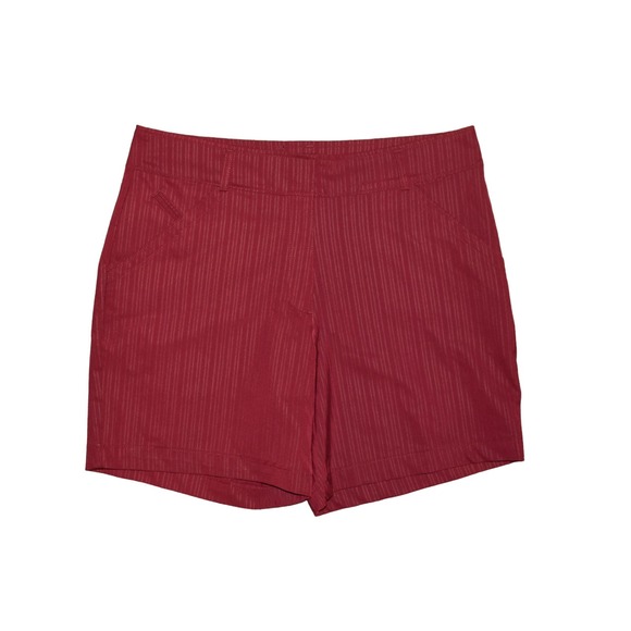 NIKE GOLF $78 Dri-Fit Flat Front‎ Burgundy Stripe Golf Short Size 10 - Picture 1 of 4